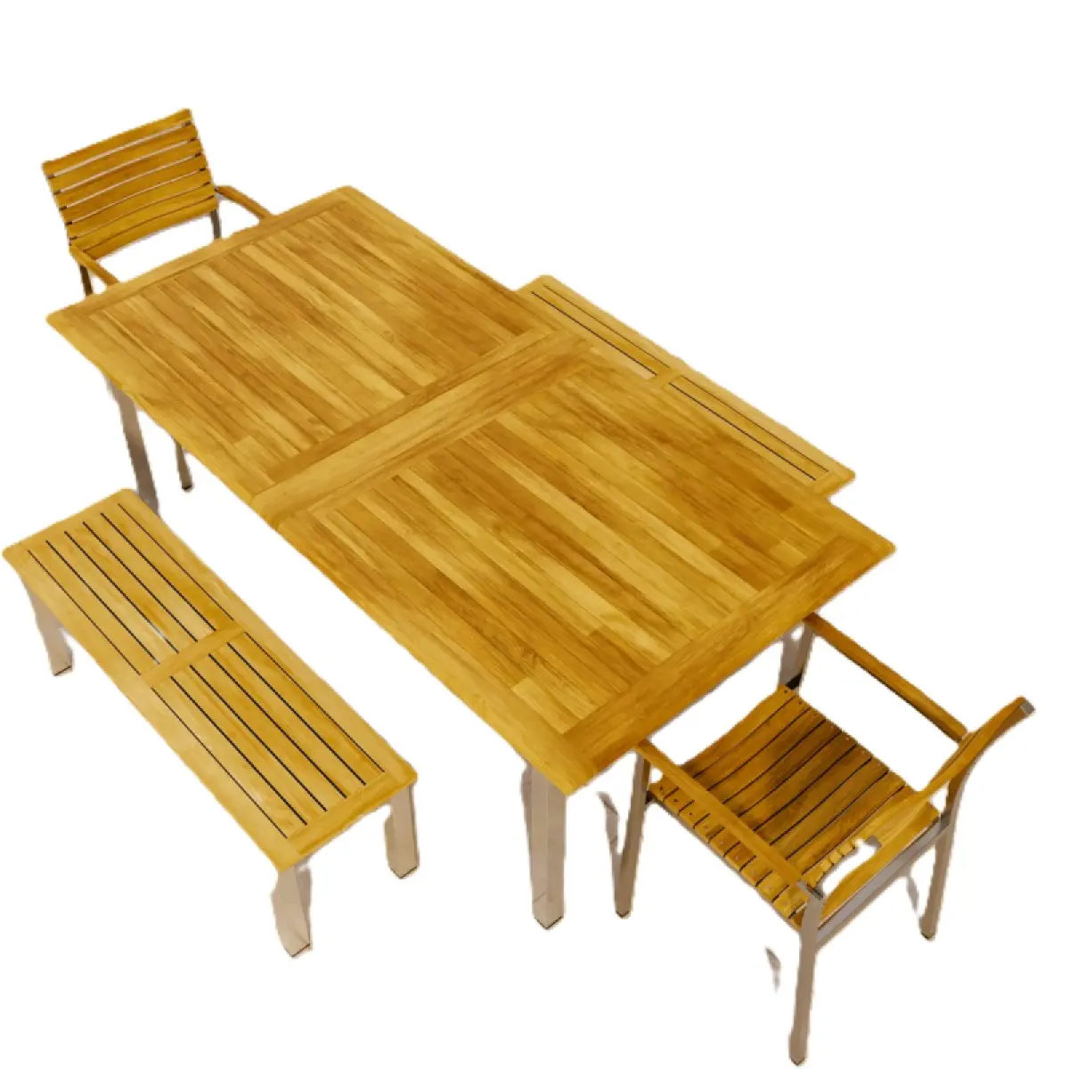 Garten-Stapelstuhl aus Teakholz Memory mit Armlehne 